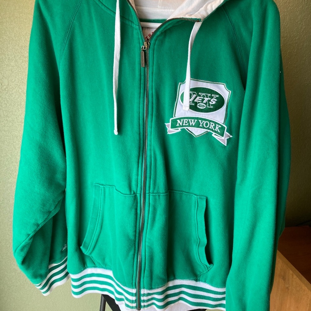 Men's New York Jets hooded zip up sweater.